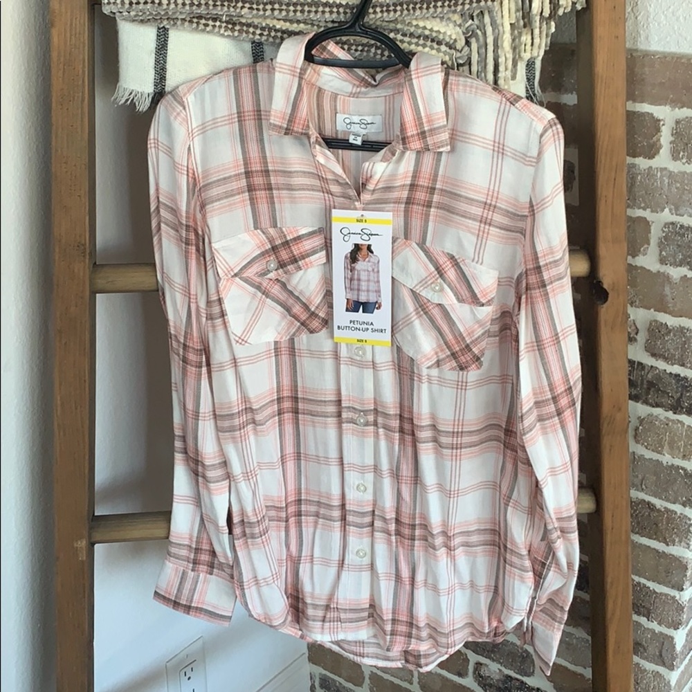 Jessica Simpson pink button up